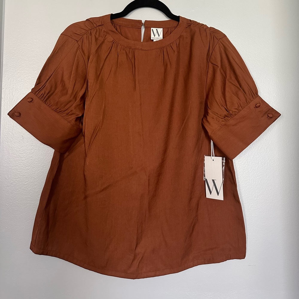 Burnt Orange/Brown Short Sleeve Blouse